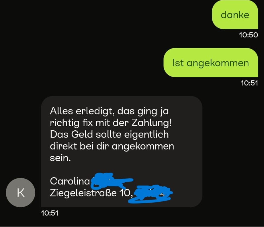 Beispiel: Weiterleitung / Phishing-Seite (Käufer-Scam)