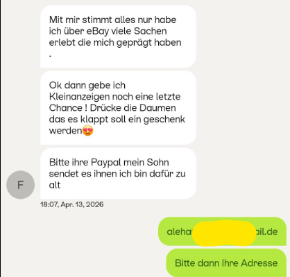 Beispiel: Dreiecksbetrug im Chatverlauf