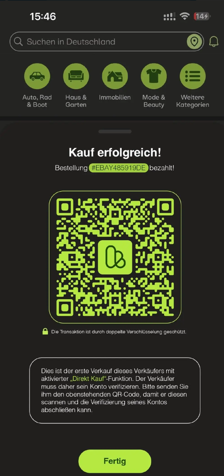 Beispiel: QR-Code Scam mit Fake-Domain